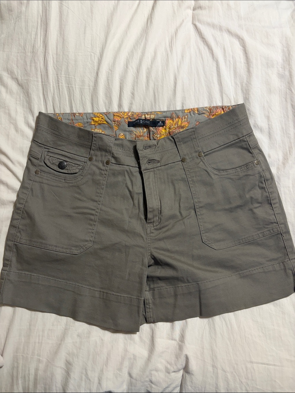 one 5 one Olive Utility Shorts